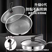 【CS22】加厚不鏽鋼蜂窩紋平底鍋30cm