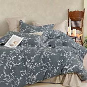 《DUYAN 竹漾》台灣製 精梳純棉雙人四件式鋪棉兩用被床包組 / 風絮禪葉