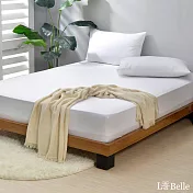 義大利La Belle《極簡純色》雙人長絨細棉床包枕套組-白色