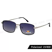 【SUNS】休閒男士偏光金屬方框墨鏡 Polarized中性駕駛墨鏡 彈簧鏡腳 防眩光 抗UV400 S561 銀框漸層灰