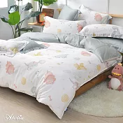 英國Abelia《頑皮恐龍蛋》加大天絲四件式防蹣抗菌吸濕排汗兩用被床包組