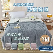 【家購網嚴選】立體雪花造型雙色莫瑞絨毯X2入(150x200cm/入) 灰色