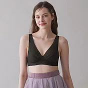 日本【GUNZE郡是】輕著深V 蓬鬆加量杯 寬帶不押肩 背心式無鋼圈胸罩 M 黑色