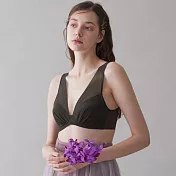 日本【GUNZE郡是】輕著深V 蓬鬆加量杯 寬帶不押肩 背扣式無鋼圈胸罩 M 黑色