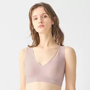 日本【GUNZE郡是】前後雙V 美胸美背 高邊美型 有機棉無鋼圈胸罩 M 煙粉