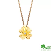 幸運草金飾 幸運有約黃金墜子  送玫瑰鋼項鍊