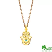 幸運草金飾 願之手印黃金/水晶墜子  送玫瑰鋼項鍊