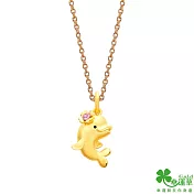 幸運草金飾 朵朵白鯨黃金/水晶墜子  送玫瑰鋼項鍊