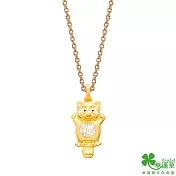 幸運草金飾 DISCO浣熊黃金/水晶墜子  送玫瑰鋼項鍊