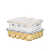 【FUJIHORO 富士琺瑯】 官方直營 恬靜時光系列-琺瑯烘焙保鮮盒(附蓋) 兩件組 LL-1930ml+DLL-2670ml