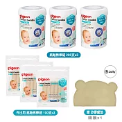 《Pigeon》紙軸棉棒細200支入x3+外出用紙軸棉棒細100支入x3贈矽膠餐墊隨機
