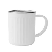 【COMET】420ml不鏽鋼帶插槽牙刷漱口杯(水杯 咖啡杯 刷牙杯 洗漱杯 不鏽鋼杯 手把插槽/B-712) 白色