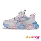 【LOTTO 義大利】童鞋 星光轉扣輕量跑鞋 19cm 白/珠光粉/藍