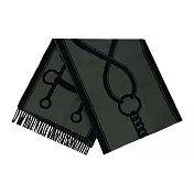 Hermes Casaque Mors 喀什米爾羊毛流蘇圍巾- 黑色/綠色