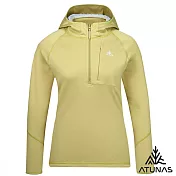 【ATUNAS 歐都納】女款SOLAR-FLEECE保暖刷毛長袖拉鍊連帽衫/帽T/大尺碼A1PS2555W- S 黃綠