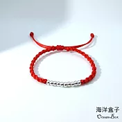 ☆§海洋盒子§☆十全十美S990足銀純銀圓球編織紅繩手鍊