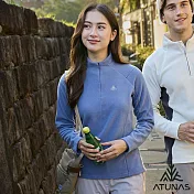 【ATUNAS 歐都納】女款循環SOLAR-FLEECE保暖刷毛長袖拉鍊衫/立領衫/POLO衫/大尺碼A1PS2557WC- M 藍紫