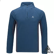 【ATUNAS 歐都納】男款循環SOLAR-FLEECE保暖刷毛長袖拉鍊衫/立領衫/POLO衫/大尺碼A1PS2556MC- M 墨藍/深灰
