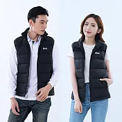 【遊遍天下】男女款無車縫立領防潑水防風保暖羽絨背心(GV22012) M 黑色