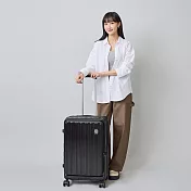 J II 24吋/前開式/PC箱體/Hinomoto靜音輪煞車功能/旅行箱/行李箱-9001-24 駿馬黑