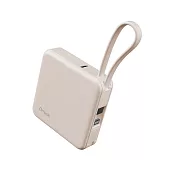 【amuok】5000mAh Cube迷你雙線行動電源 行充 自帶線行動電源 奶茶色