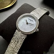 COACH蔻馳精品錶,編號：CH00253,28mm圓形銀精鋼錶殼貝母, 淺藍色錶盤米蘭銀色錶帶