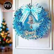 摩達客11吋夢幻土耳其藍系金蔥彎絲聖誕花圈_台灣工藝免組裝