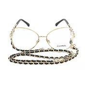 CHANEL 附Logo 及愛心鍊帶蝴蝶框眼鏡54mm (金色)