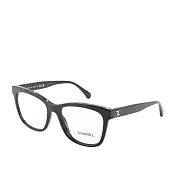 CHANEL CC Logo 銀字方框眼鏡53mm (黑色)