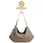 【ZENDAR】台灣總代理 限量1折 頂級小牛皮肩背包 茉莉系列 全新專櫃展示品 大象灰