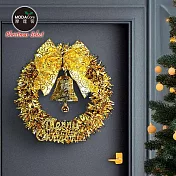 摩達客14吋璀璨金運系金蔥彎絲聖誕花圈_台灣工藝免組裝