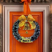 摩達客14吋風尚雅墨綠刷白系金蔥彎絲聖誕花圈_台灣工藝免組裝