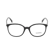 CHANEL 銀字Logo 框形眼鏡(黑色) 50mm