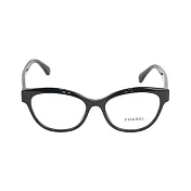 CHANEL 金色CC Logo 及珍珠蝴蝶型眼鏡(黑色) 51mm