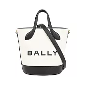 BALLY Bar 帆布及牛皮二用水桶包 (白色/黑色)