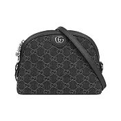 GUCCI 帆布 GG Ophidia 牛仔布貝殼包 (黑灰色)