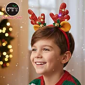 摩達客-聖誕蔥粉鹿角髮箍+LED燈彩光-耶誕派對交換禮物 紅色+彩光