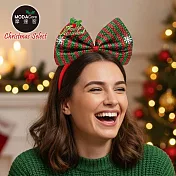 摩達客-聖誕可愛大蝴蝶結髮箍 -耶誕派對交換禮物-顏色可選 紅綠色