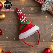 摩達客-雪花綠葉紅尖帽聖誕髮箍-耶誕派對交換禮物