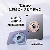 【Timo】金屬磁吸指環扣平板支架 背膠款 360°旋轉 角度可調 藍色
