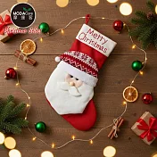 摩達客-溫暖紅白紋聖誕襪-耶誕派對交換禮物款式可選 聖誕老公款