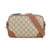 GUCCI GG Emblem 迷你拉鍊斜背包 (烏木/深棕色)