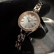 ARMANI阿曼尼精品錶,編號：AR00084,28mm圓形玫瑰金精鋼錶殼銀白色錶盤精鋼金銀相間錶帶