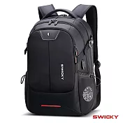 【SWICKY】人體工學防震電腦後背包(黑)