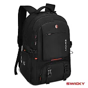 【SWICKY】大容量舒適電腦後背包/旅遊背包/辦公包(黑)
