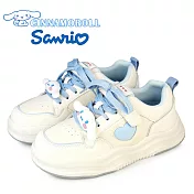 【HELLO KITTY】女 CINNAMOROLL 大耳狗 運動鞋 休閒鞋 厚底 魔鬼氈 沾黏式 EU39 白色