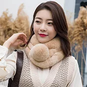 Seoul Show首爾秀 100%獺兔毛三管加厚圍脖真毛皮草圍巾  藕粉