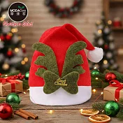 摩達客-紅絲絨布綠鹿角聖誕帽-交換禮物耶誕派對推薦