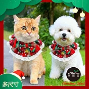 摩達客寵物-經典聖誕紅綠格紋蝴蝶結領巾圍巾圍脖圍兜兜-多尺寸_耶誕派對裝扮_中小型貓狗適用 S