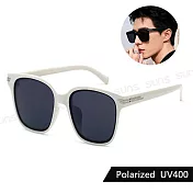 【SUNS】時尚線條感方框偏光太陽眼鏡 TR90偏光墨鏡 大框顯小臉 輕量/防眩光/抗UV400 S2332 象牙白